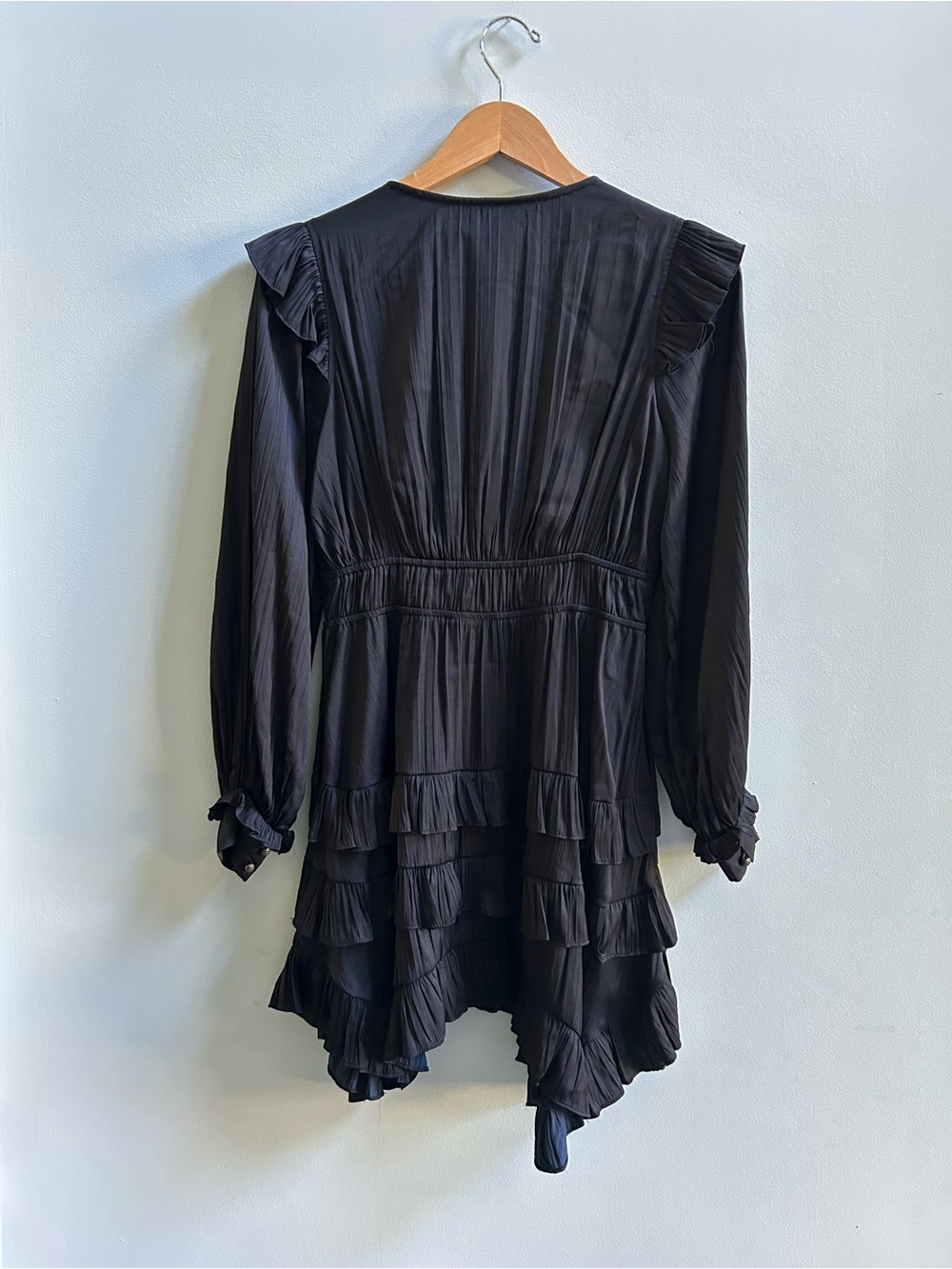 NWT Anthropologie, Size XS Tiered Ruffled Black Mini Dress - Picture 9 of 12